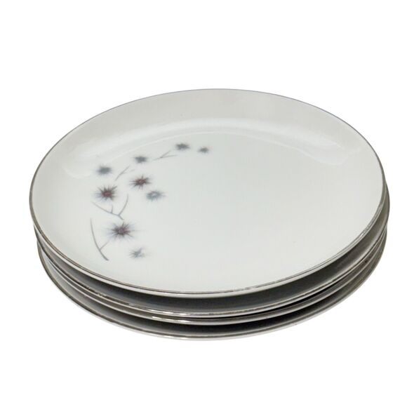 4 Creative Fine China Platinum Starburst 1014 Japan 6.25" Bread Dessert Plates - Picture 1 of 7